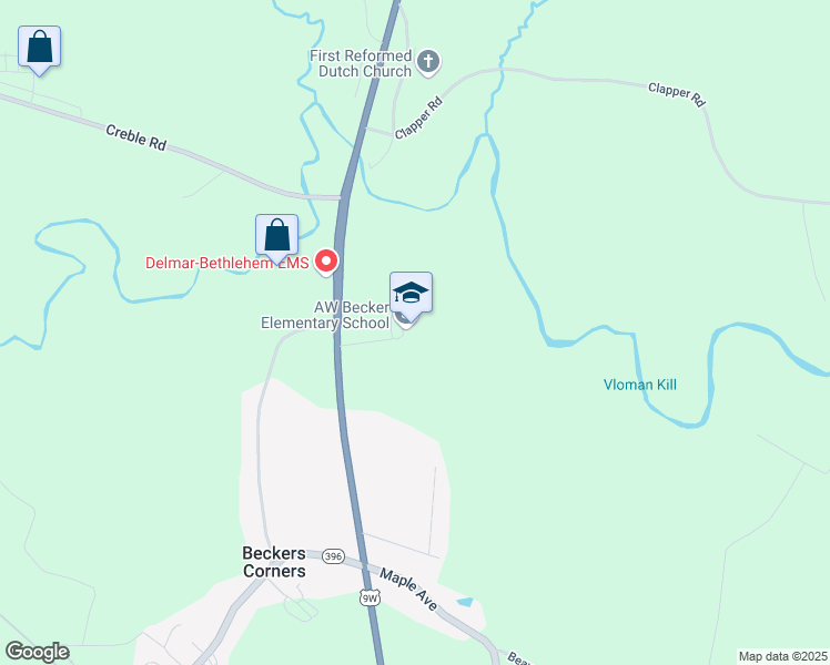 map of restaurants, bars, coffee shops, grocery stores, and more near 1146 North Route 9W in Selkirk