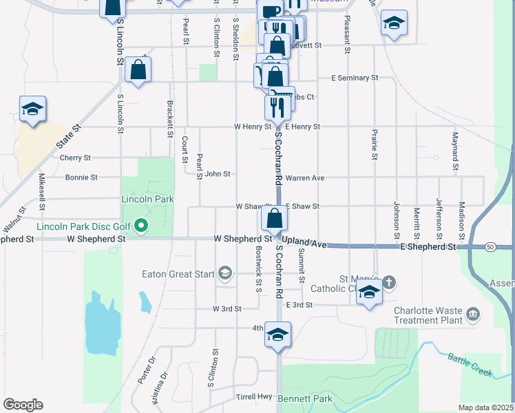 map of restaurants, bars, coffee shops, grocery stores, and more near Bostwick Street South in Charlotte