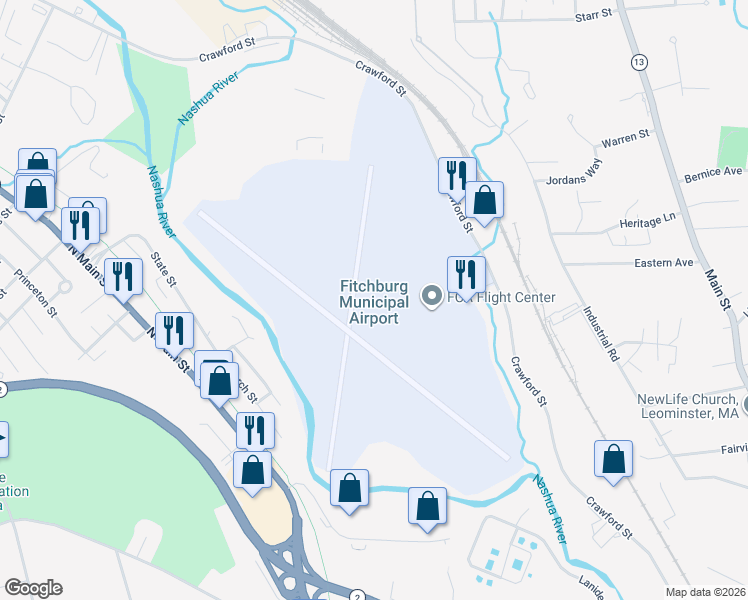 map of restaurants, bars, coffee shops, grocery stores, and more near 537 Airport Road in Fitchburg