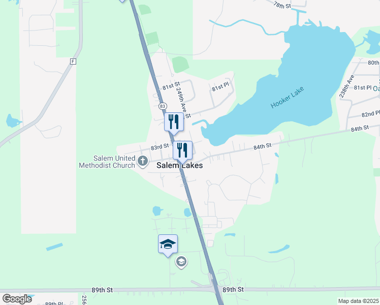 map of restaurants, bars, coffee shops, grocery stores, and more near in Salem Lakes