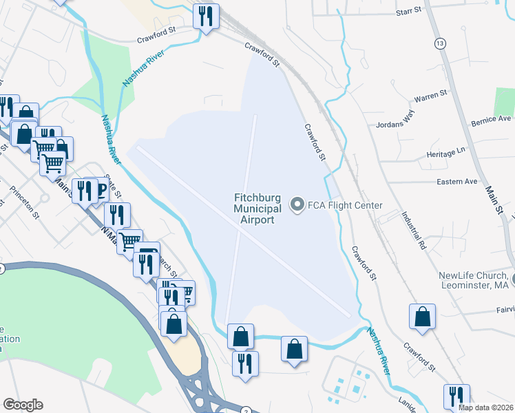 map of restaurants, bars, coffee shops, grocery stores, and more near 537 Airport Road in Fitchburg