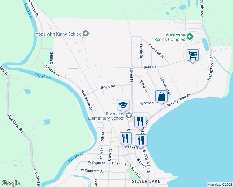 map of restaurants, bars, coffee shops, grocery stores, and more near 706 4th Ct in Silver Lake