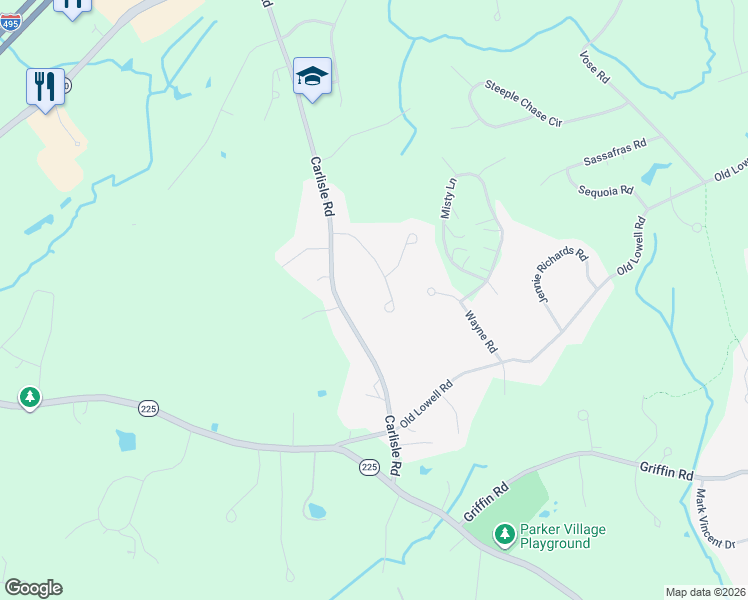 map of restaurants, bars, coffee shops, grocery stores, and more near 11 Wilson Farm Road in Westford