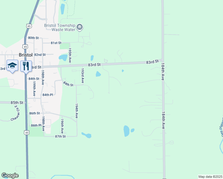 map of restaurants, bars, coffee shops, grocery stores, and more near 8407 190th Avenue in Bristol