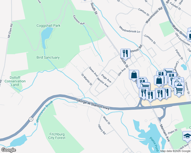 map of restaurants, bars, coffee shops, grocery stores, and more near 476 Wanoosnoc Road in Fitchburg