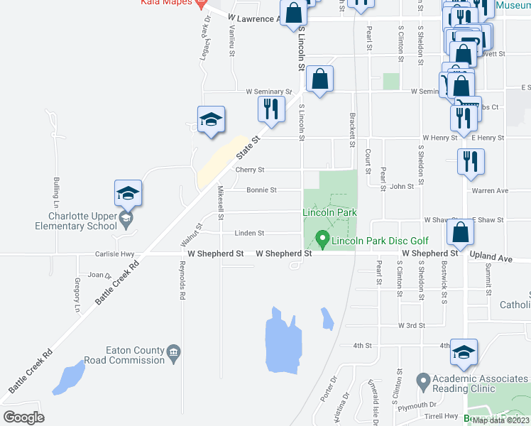 map of restaurants, bars, coffee shops, grocery stores, and more near 731 Walnut Street in Charlotte
