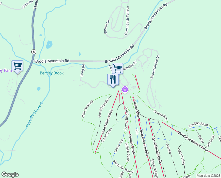 map of restaurants, bars, coffee shops, grocery stores, and more near 9411 Mountainside in Hancock