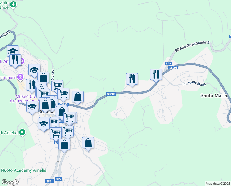 map of restaurants, bars, coffee shops, grocery stores, and more near in Amelia