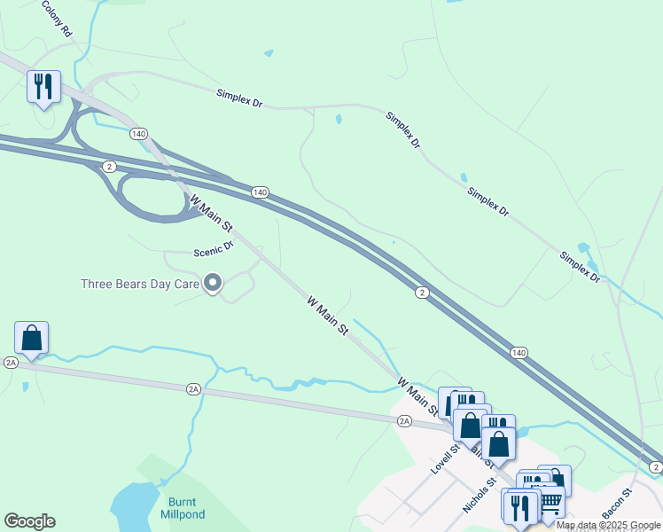 map of restaurants, bars, coffee shops, grocery stores, and more near 6 Community Way in Westminster
