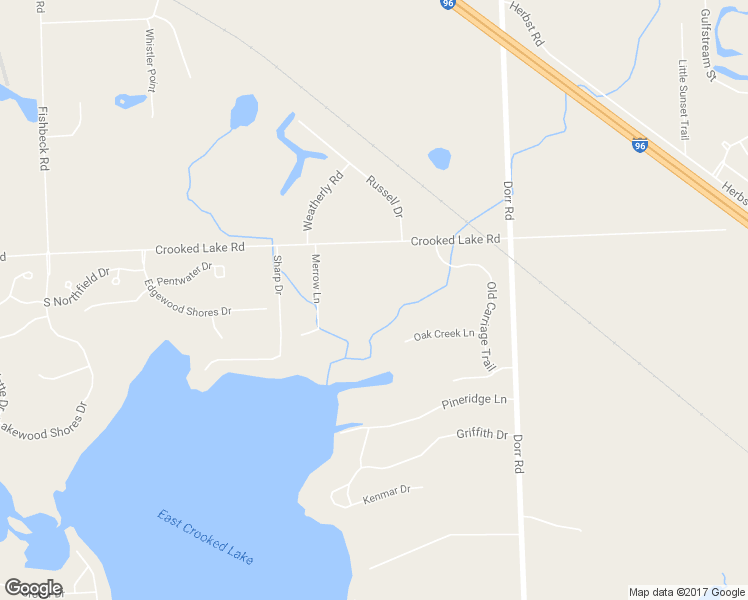 map of restaurants, bars, coffee shops, grocery stores, and more near 5676 Crooked Lake Road in Howell