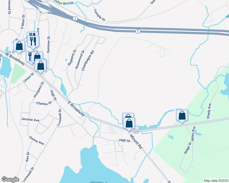 map of restaurants, bars, coffee shops, grocery stores, and more near 81 Partridge Street in Gardner