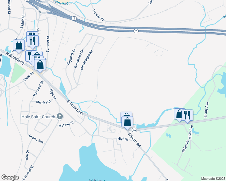 map of restaurants, bars, coffee shops, grocery stores, and more near 81 Partridge Street in Gardner