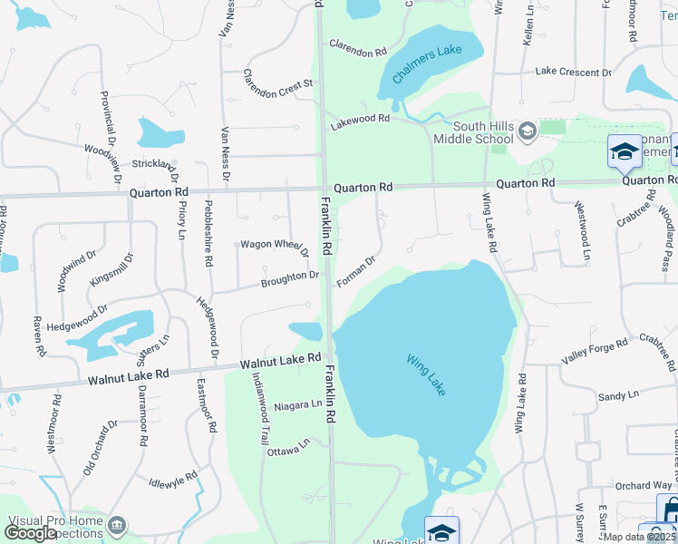 map of restaurants, bars, coffee shops, grocery stores, and more near 5698 Forman Drive in Bloomfield Hills