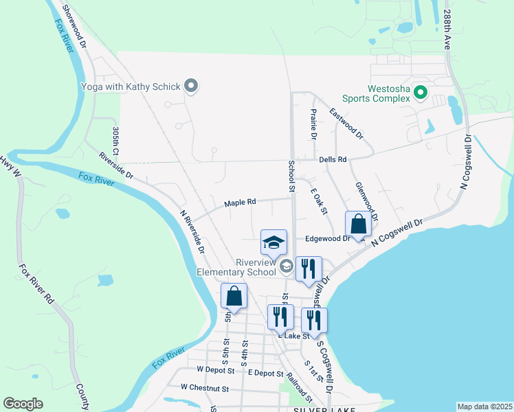 map of restaurants, bars, coffee shops, grocery stores, and more near 706 4th Court in Silver Lake