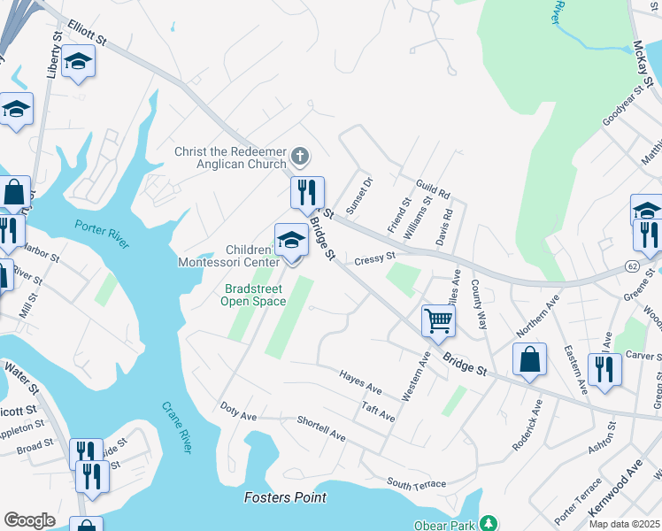 map of restaurants, bars, coffee shops, grocery stores, and more near 6 Kathleen Drive in Beverly