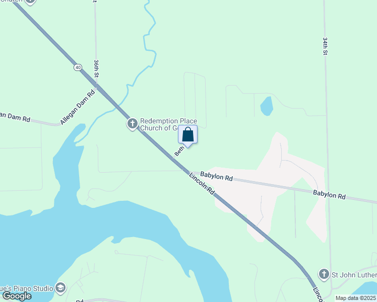map of restaurants, bars, coffee shops, grocery stores, and more near 1875 Lincoln Road in Allegan