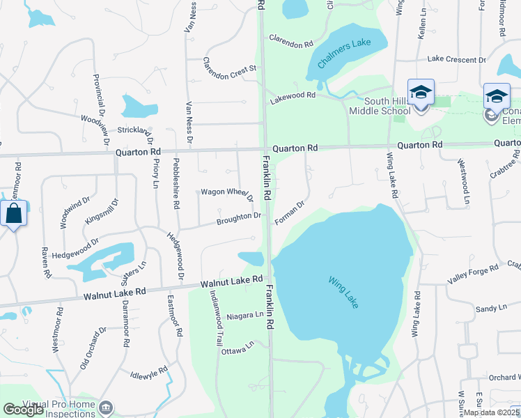 map of restaurants, bars, coffee shops, grocery stores, and more near 5698 Forman Drive in Bloomfield Hills