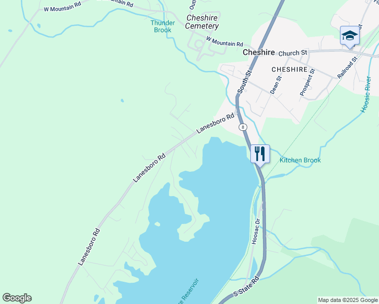 map of restaurants, bars, coffee shops, grocery stores, and more near 18 Willow Lane in Cheshire