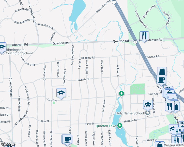 map of restaurants, bars, coffee shops, grocery stores, and more near 1237 Pilgrim Avenue in Birmingham
