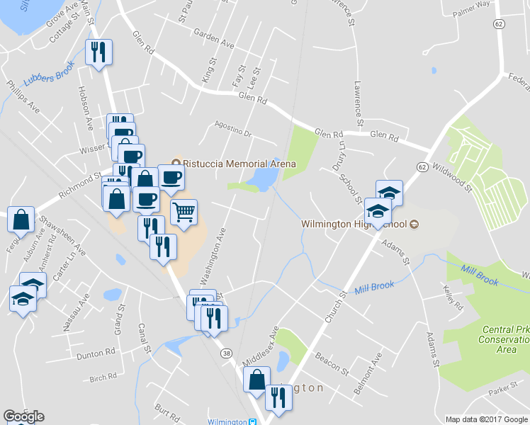 map of restaurants, bars, coffee shops, grocery stores, and more near 24 Railroad Avenue in Wilmington