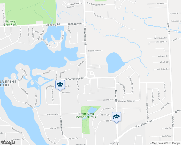 map of restaurants, bars, coffee shops, grocery stores, and more near 1430 Crimson Way in Walled Lake
