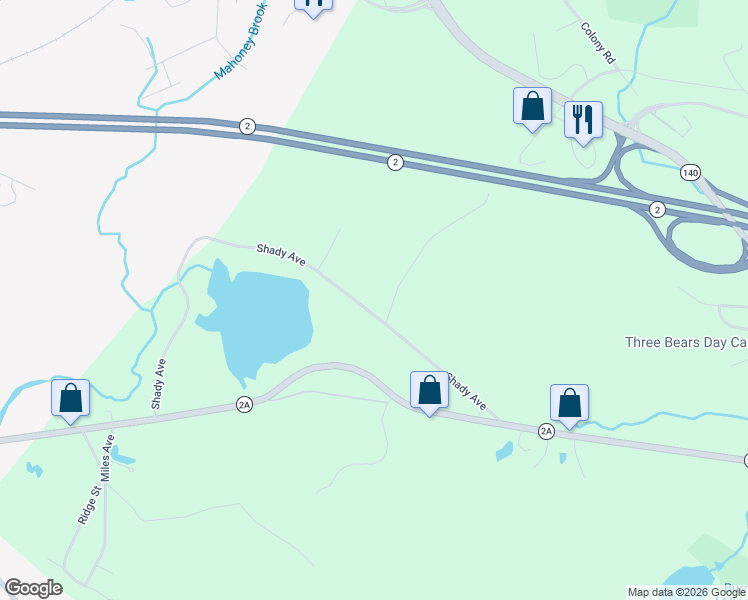 map of restaurants, bars, coffee shops, grocery stores, and more near 45 Shady Avenue in Westminster