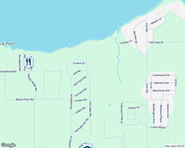 map of restaurants, bars, coffee shops, grocery stores, and more near N1774 Fair Oaks Road in Lake Geneva