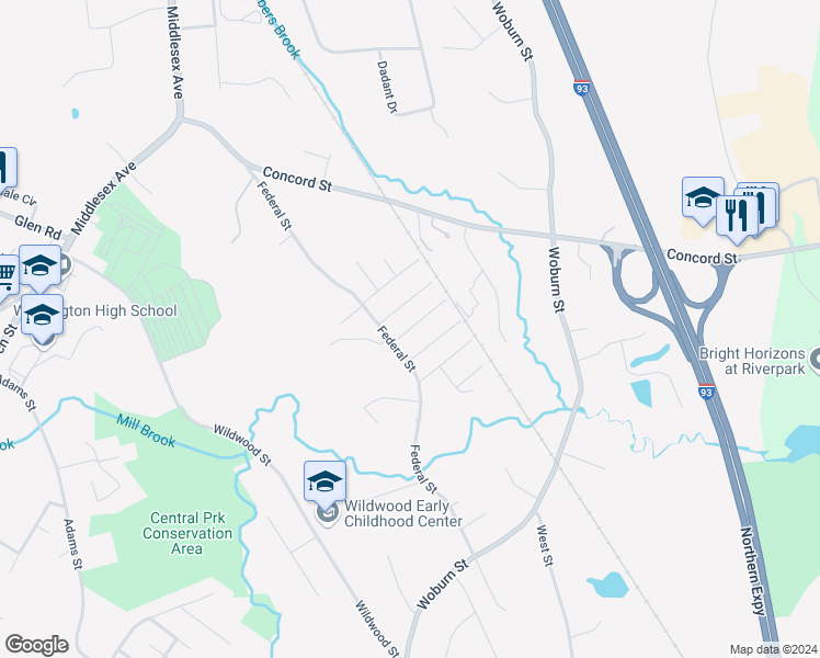 map of restaurants, bars, coffee shops, grocery stores, and more near 9 Lincoln Street in Wilmington