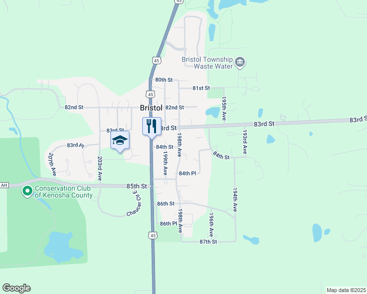 map of restaurants, bars, coffee shops, grocery stores, and more near 8401 198th Avenue in Bristol