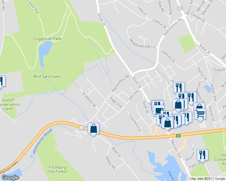 map of restaurants, bars, coffee shops, grocery stores, and more near 435 Wanoosnoc Road in Fitchburg