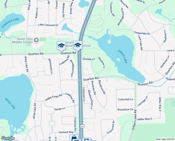 map of restaurants, bars, coffee shops, grocery stores, and more near 4089 Justin Court in Bloomfield Township