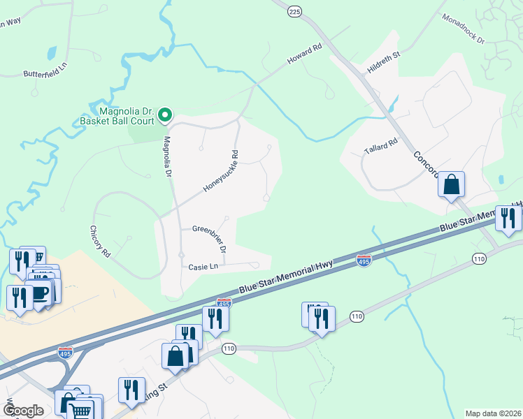 map of restaurants, bars, coffee shops, grocery stores, and more near 7 Juneberry Lane in Westford
