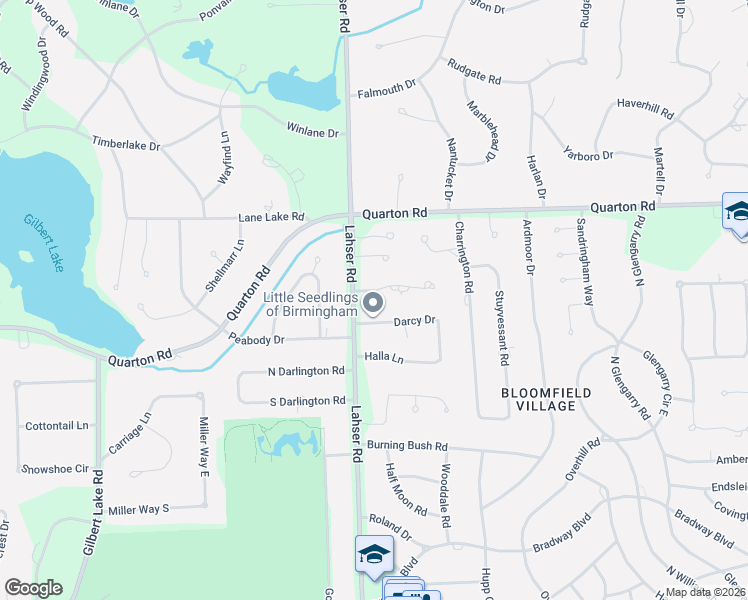 map of restaurants, bars, coffee shops, grocery stores, and more near 3681 Maxwell Court in Bloomfield Hills