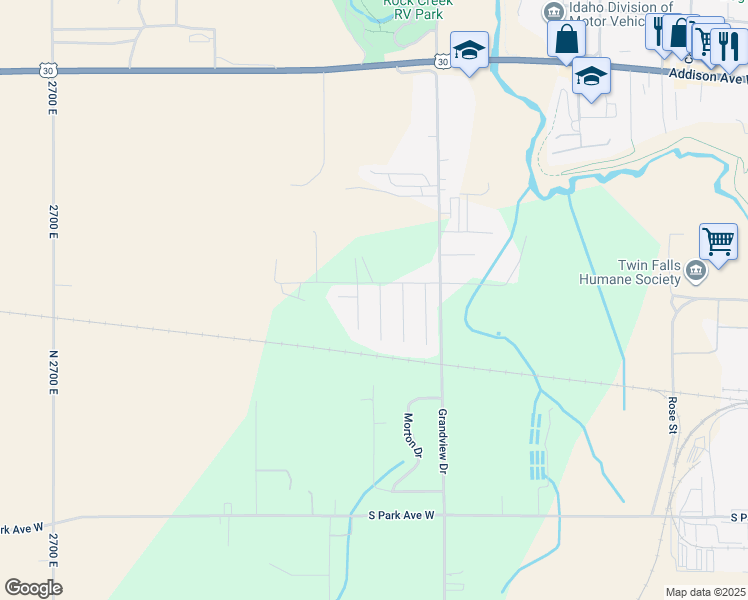 map of restaurants, bars, coffee shops, grocery stores, and more near 570 Cobra Court in Twin Falls