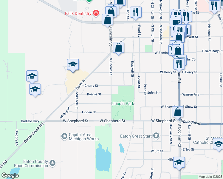 map of restaurants, bars, coffee shops, grocery stores, and more near 512 South Lincoln Street in Charlotte
