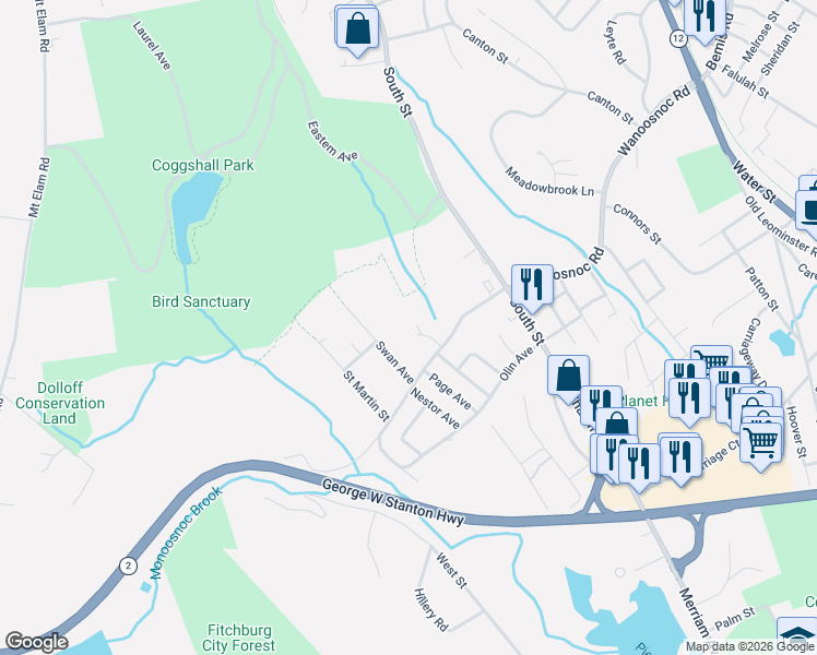 map of restaurants, bars, coffee shops, grocery stores, and more near 435 Wanoosnoc Road in Fitchburg
