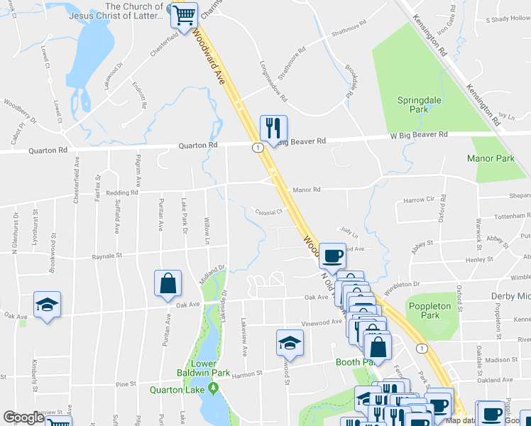 map of restaurants, bars, coffee shops, grocery stores, and more near 778 Colonial Court in Birmingham