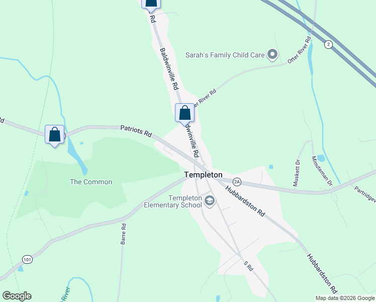 map of restaurants, bars, coffee shops, grocery stores, and more near 504 Patriots Road in Templeton