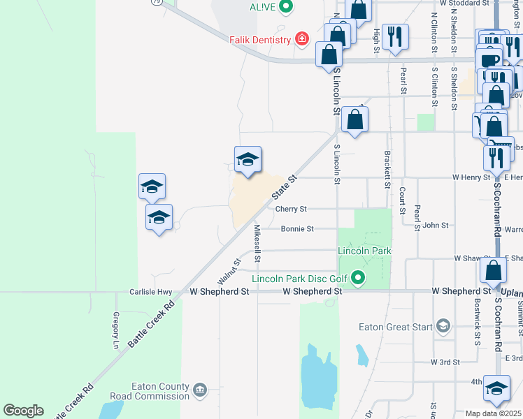 map of restaurants, bars, coffee shops, grocery stores, and more near 378 State Street in Charlotte