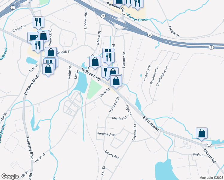 map of restaurants, bars, coffee shops, grocery stores, and more near 39 Massachusetts 2A in Gardner