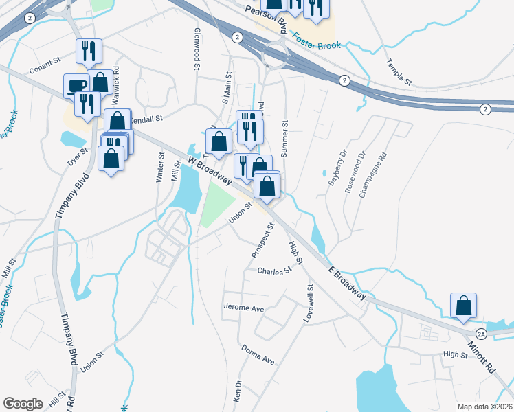 map of restaurants, bars, coffee shops, grocery stores, and more near 39 Massachusetts 2A in Gardner