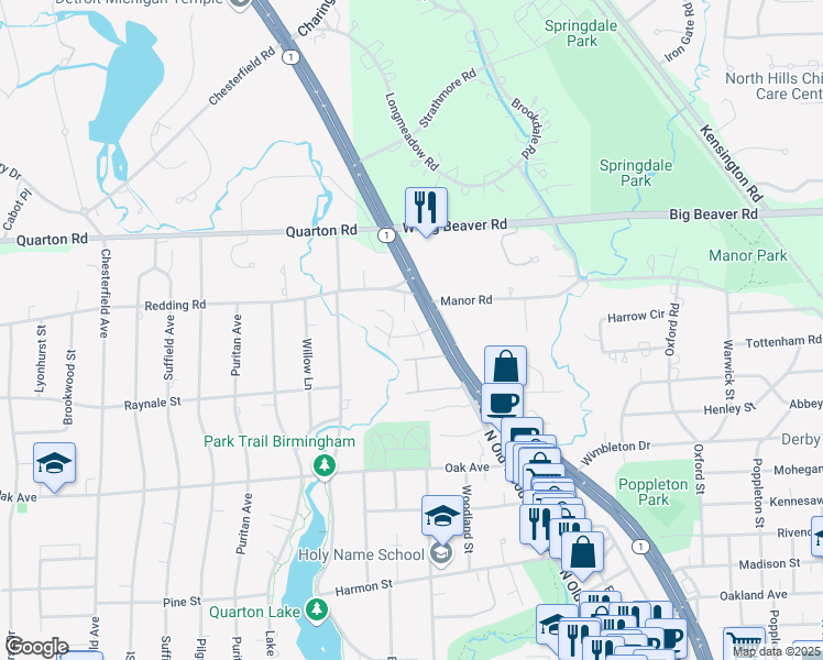 map of restaurants, bars, coffee shops, grocery stores, and more near 714 Colonial Court in Birmingham