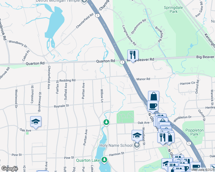 map of restaurants, bars, coffee shops, grocery stores, and more near 1295 Lakeside Drive in Birmingham