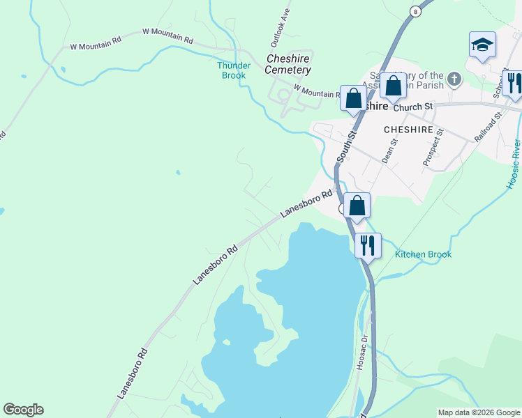 map of restaurants, bars, coffee shops, grocery stores, and more near 92 Daniels Terrace in Cheshire