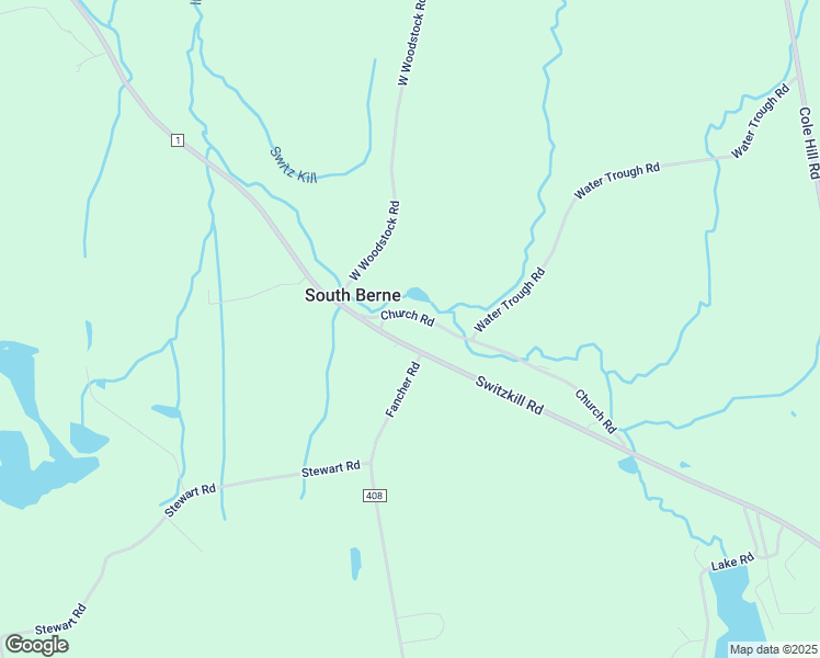 map of restaurants, bars, coffee shops, grocery stores, and more near 120 Church Road in Berne