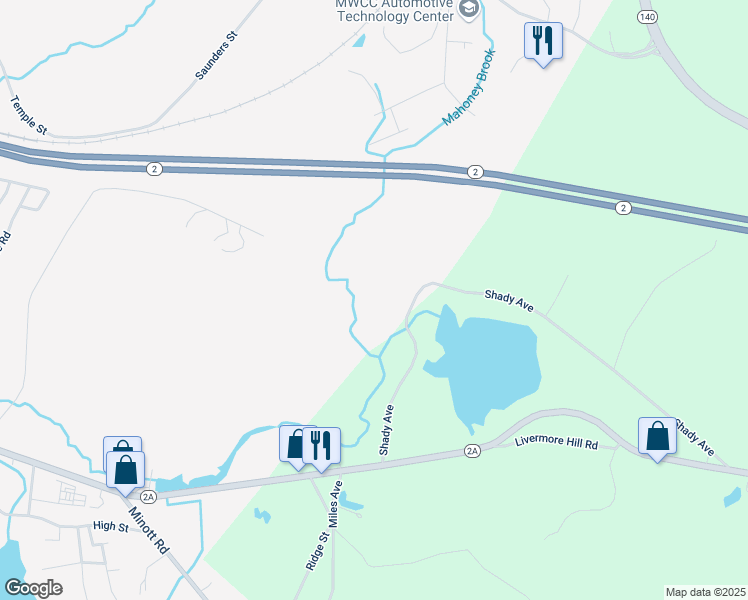 map of restaurants, bars, coffee shops, grocery stores, and more near 547 Partridge Street in Gardner