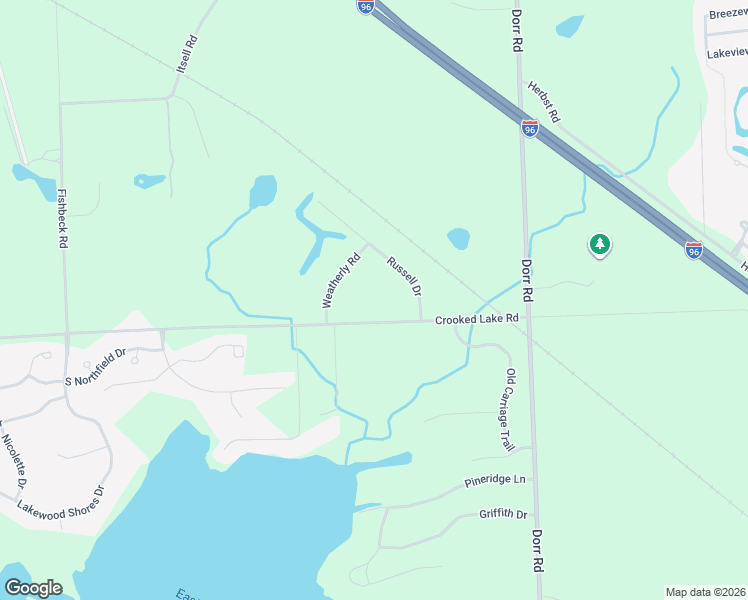 map of restaurants, bars, coffee shops, grocery stores, and more near 5639 Crooked Lake Road in Howell
