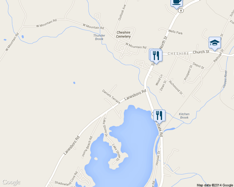 map of restaurants, bars, coffee shops, grocery stores, and more near 92 Daniels Terrace in Cheshire