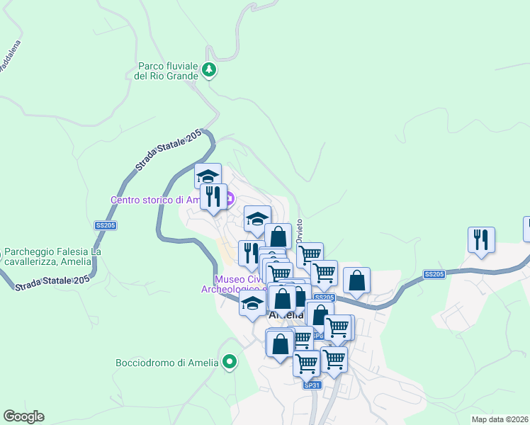 map of restaurants, bars, coffee shops, grocery stores, and more near 22 Via Pereira in Amelia
