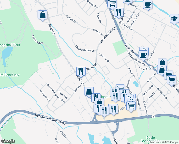 map of restaurants, bars, coffee shops, grocery stores, and more near 12 Valdalia Avenue in Fitchburg